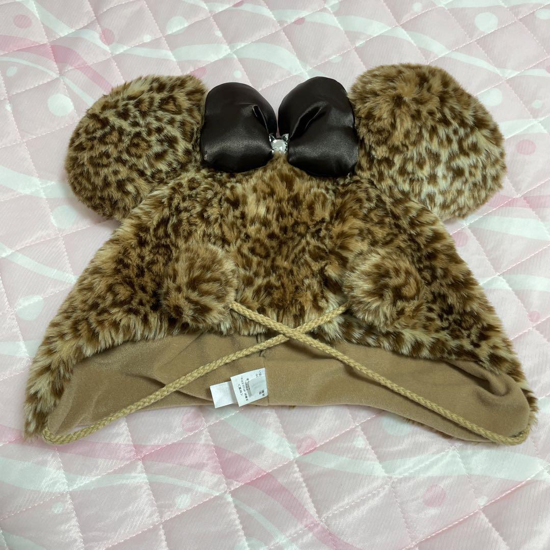 ディズニー ファンキャップ ヒョウ柄 ブラウン 茶色 ディズニー ミニー