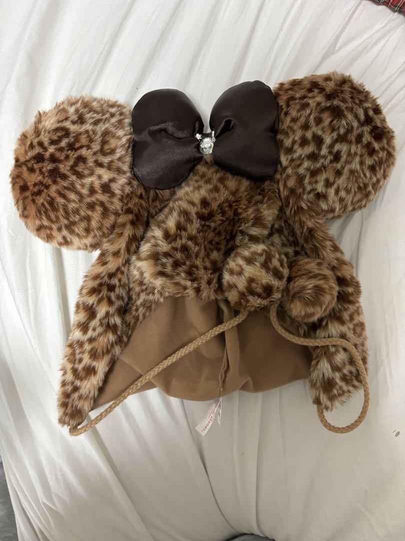 ディズニーヒョウ柄ファンキャップ茶色 ディズニー ファンキャップ