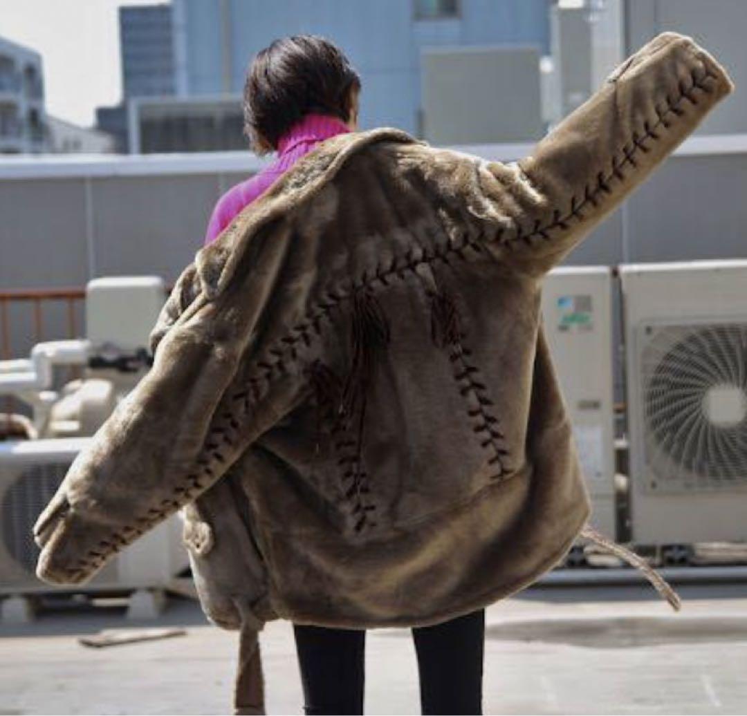 ジャケット・アウター g.v.g.v. FAUX FUR LACE UP BIKER JACKET LACE G.V.G.V. FAUX FUR LACE UP BIKER JACKET FUR