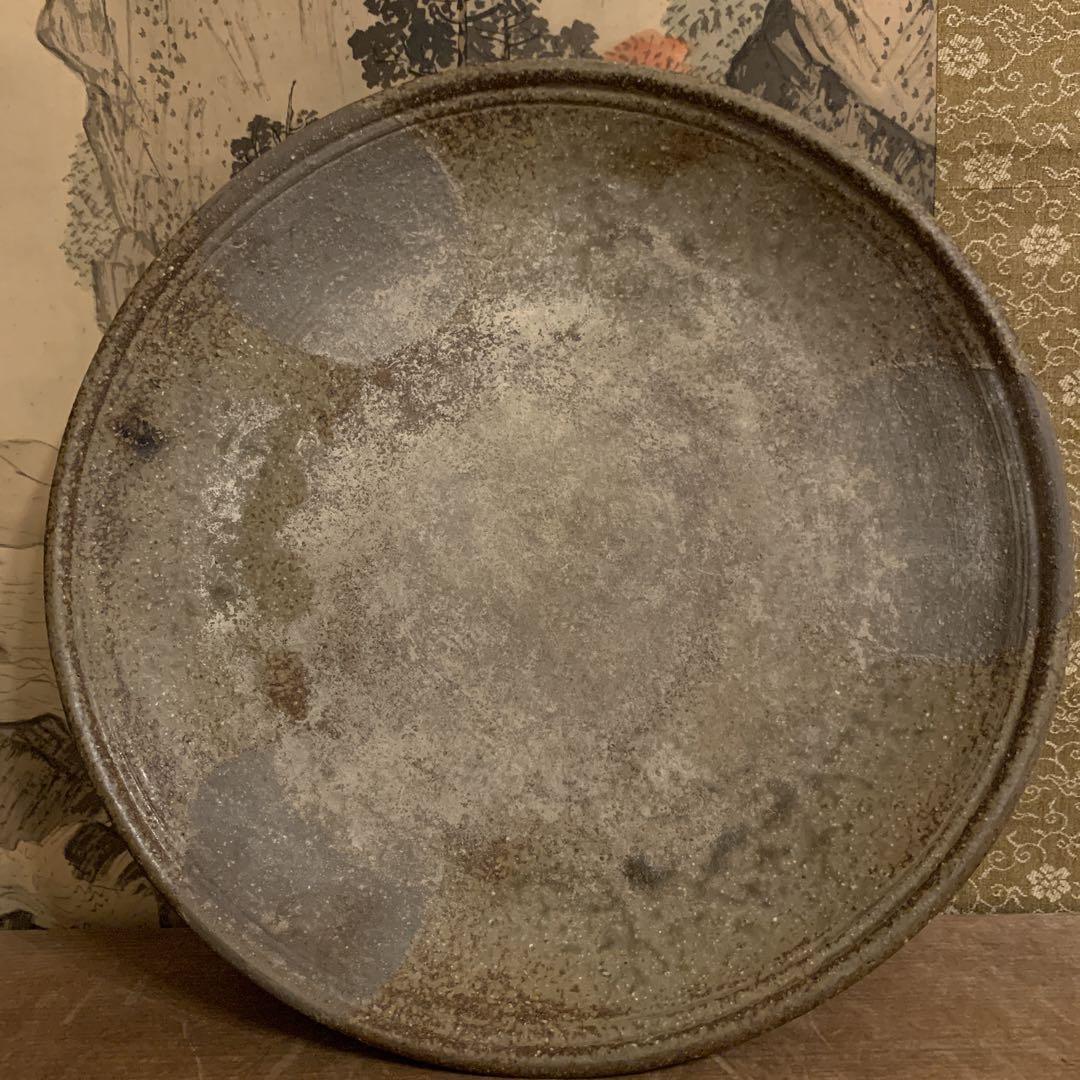 備前花入 備前焼 金重陶陽 大皿 分銅印 カセ胡麻 大珍品 242 金重陶陽