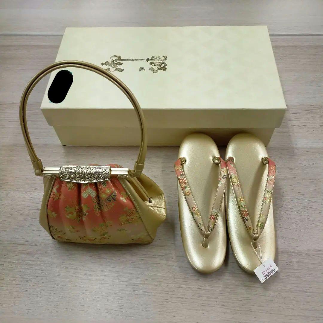 和装バッグ　新品　週末のみお値下げ 和装バッグ 着物バッグ 綴織 つづれ織 京こもの ゴールド 【追
