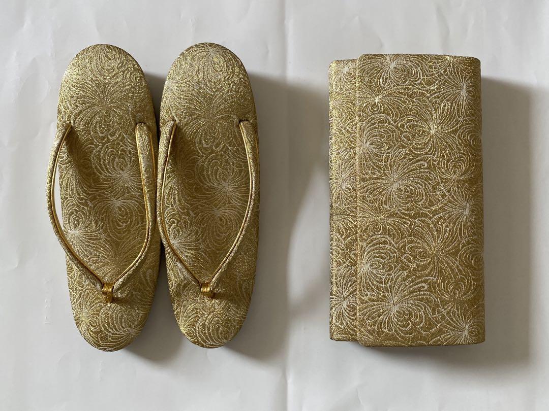 草履とバッグ　ゴールドの模様 草履バック 草履とバッグ ゴールドの模様 シルバー