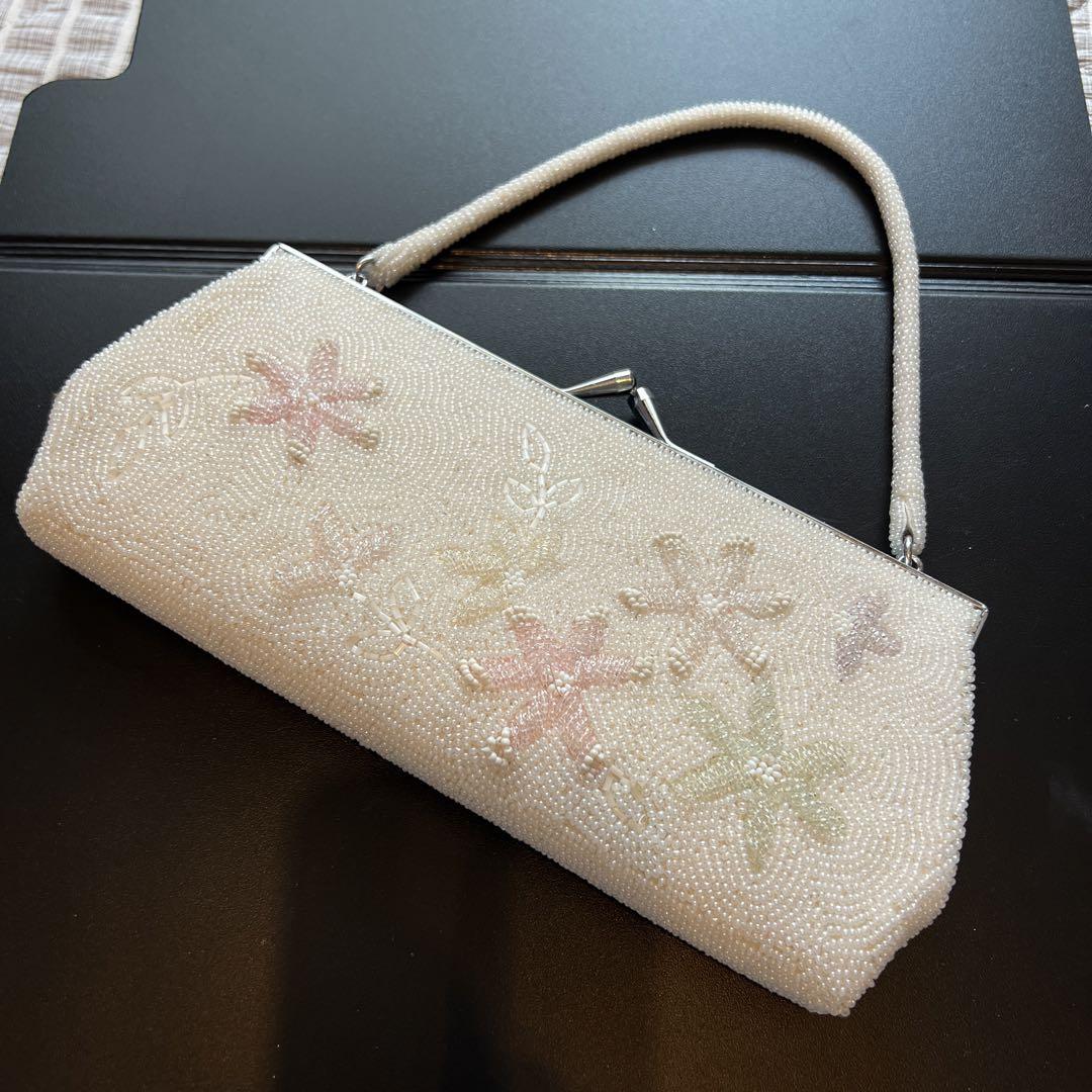 昭和レトロ 和装バッグ 総ビーズ 美品 昭和レトロ 花柄 フラワー