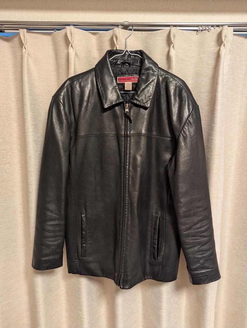 MERONA ブラック レザー ジャケット M(アメリカサイズ) Men MERONA ブラック レザー ジャケット M(アメリカサイズ) 通販