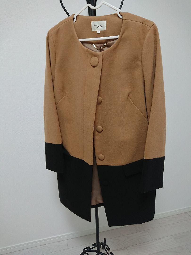 速乾 美品 アダムエロペ ノーカラーコート ロペ