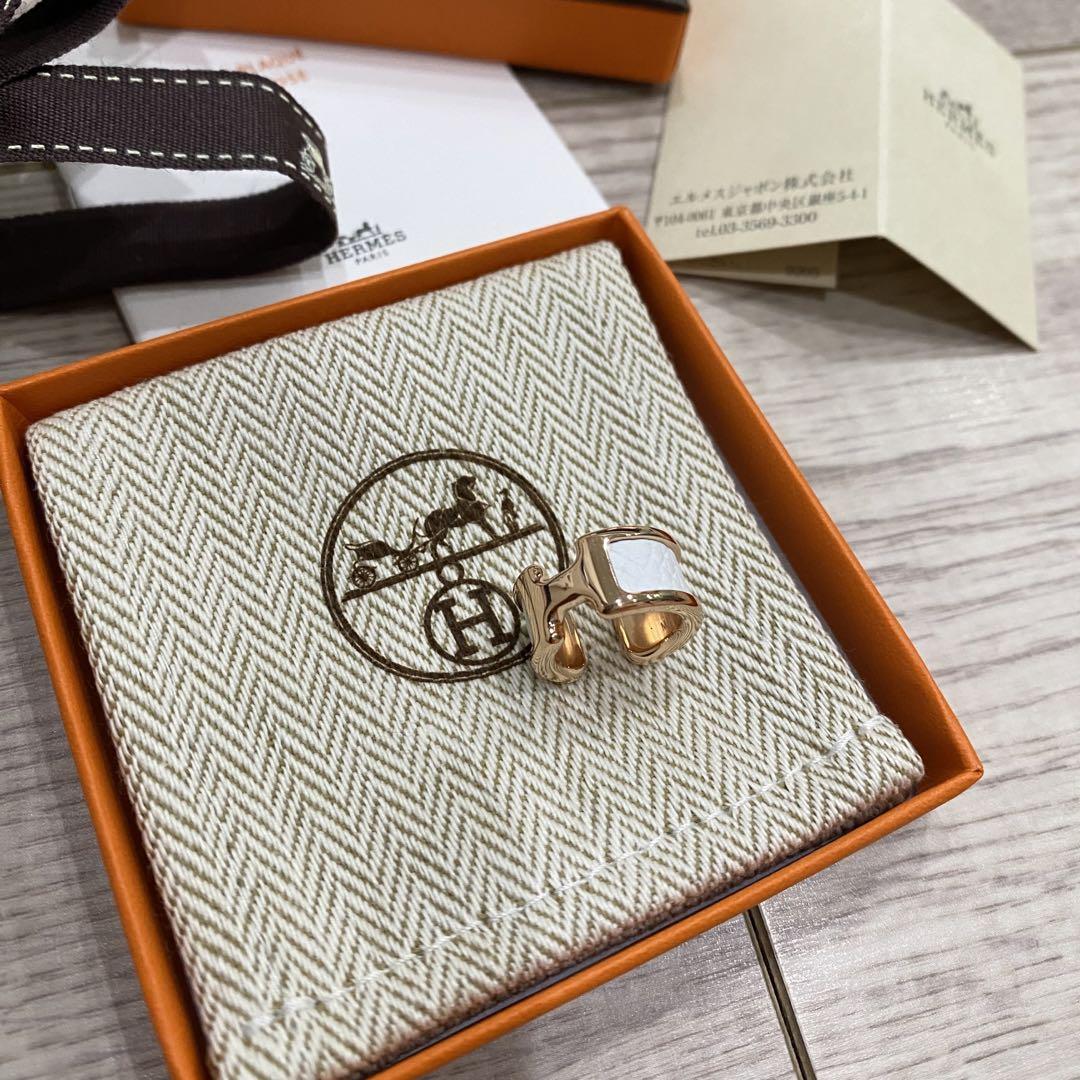 【新品未使用】エルメス イヤーカフ オランプ 片耳用 ノーアル白ゴールド金具pm 中古 HERMES エルメス オランプ PM イヤーカフ ゴールド