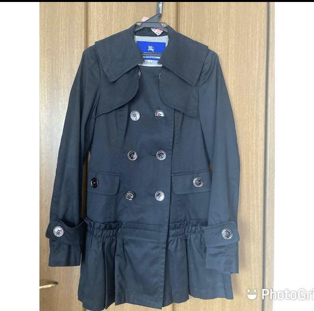 【美品】BURBERRYバーバリー ブルーレーベル トレンチ　スプリングコート BURBERRY バーバリーブルーレーベル 黒 スプリングコート